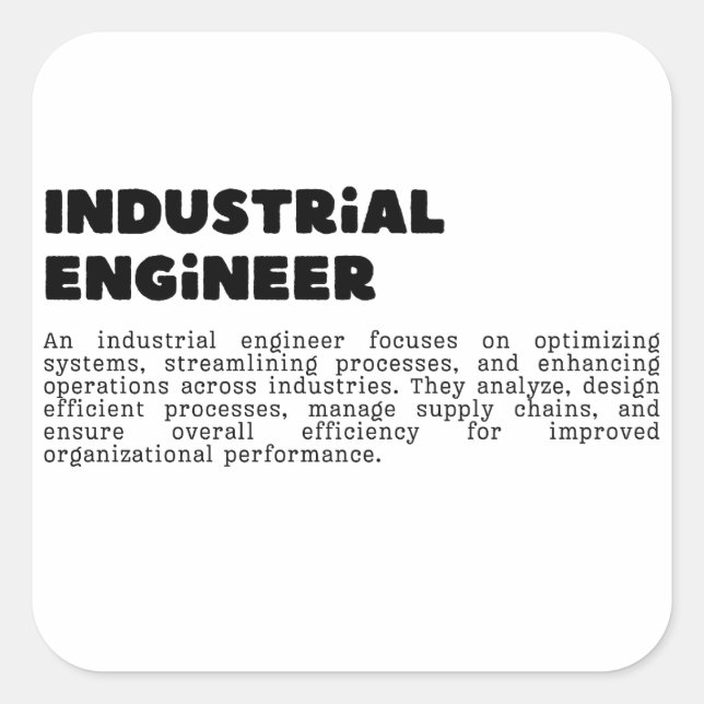 Industrial Engineering: System Optimization and Ef Square Sticker (Front)
