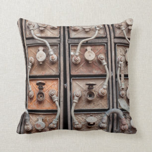 Industrial equipment in abandoned mine in Butte Throw Pillow
