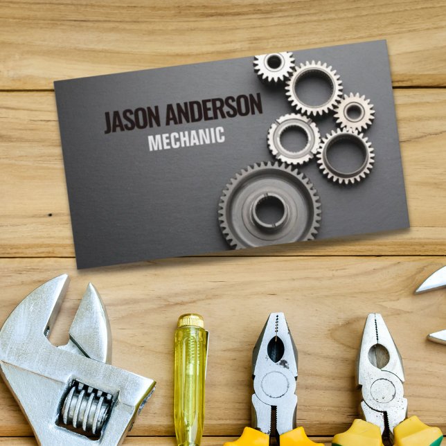 Industrial Gear Auto Repair Automotive Mechanic  Business Card (Creator Uploaded)