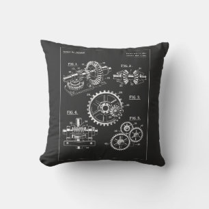 Industrial Gears Blueprint design Throw Pillow