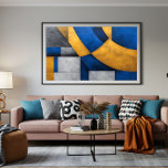 Industrial Geometric Canvas Print<br><div class="desc">Modern abstract composition combining curved and square geometric shapes. Worn concrete texture in deep blue,  mustard gold,  and gray tones. Ideal for industrial or contemporary decor. Art that unites geometric precision with urban rusticity with elegance.</div>