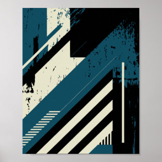 Industrial Geometric Pattern with Grunge Texture Poster