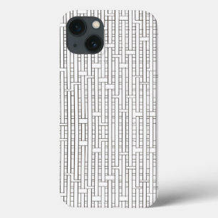 Industrial Grid-Black and White Modern Minimalist iPhone 13 Case