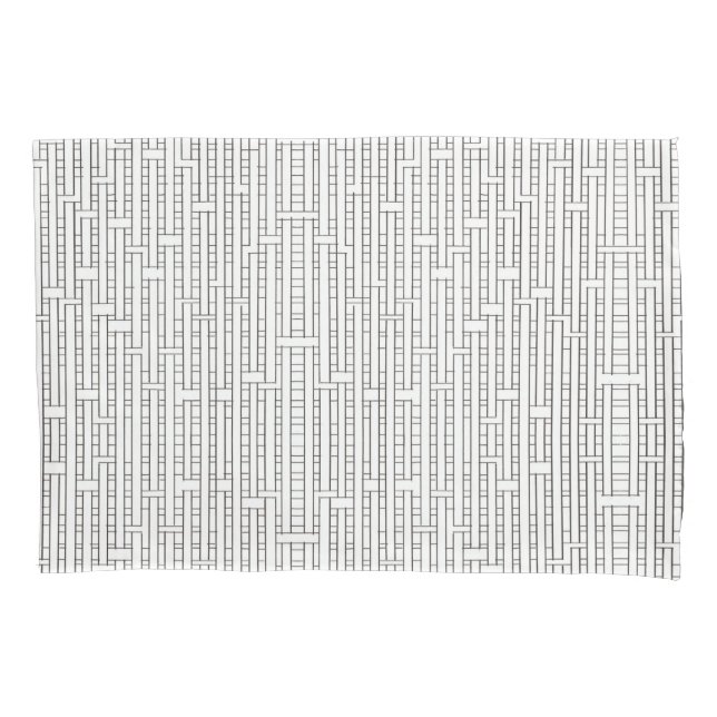 Industrial Grid-Black and White Modern Minimalist Pillowcase (Front)