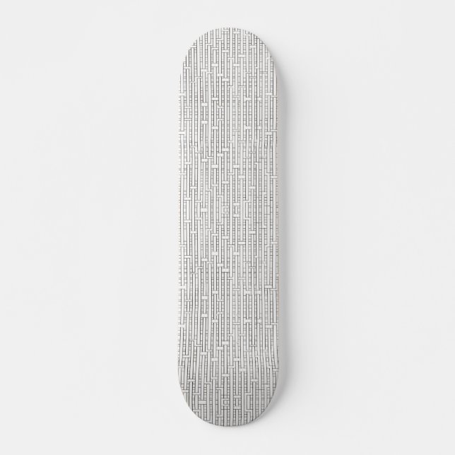 Industrial Grid-Black and White Modern Minimalist Skateboard (Front)