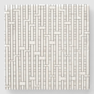 Industrial Grid-Black And White Modern Minimalist Stone Coaster