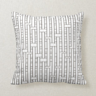 Industrial Grid-Black and White Modern Minimalist Throw Pillow