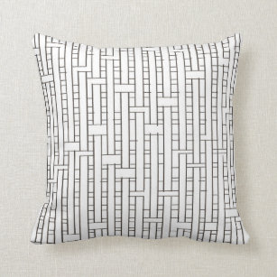 Industrial Grid-Black and White Modern Minimalist Throw Pillow