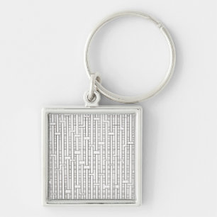 Industrial Grid-Modern Minimalist Bauhaus Keychain
