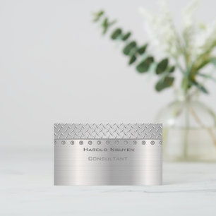 Industrial Grip Metallic Stainless Steel Business Card