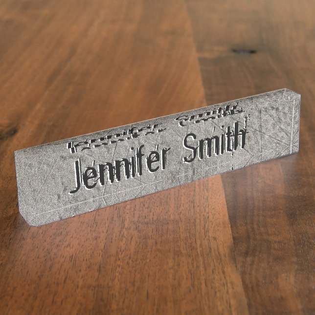 Industrial Grunge Cement Texture Graffiti Look Nameplate (Side)