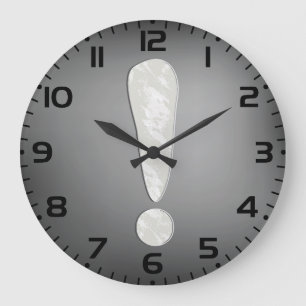 Industrial Grunge Exclamation Mark Symbol Large Clock