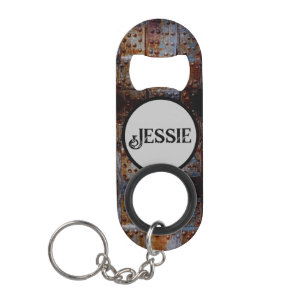 Industrial Grunge Personalize Name Gift Keychain Bottle Opener