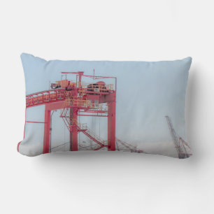 Industrial Harbour Harbour Port Crane Sketch Lumbar Pillow