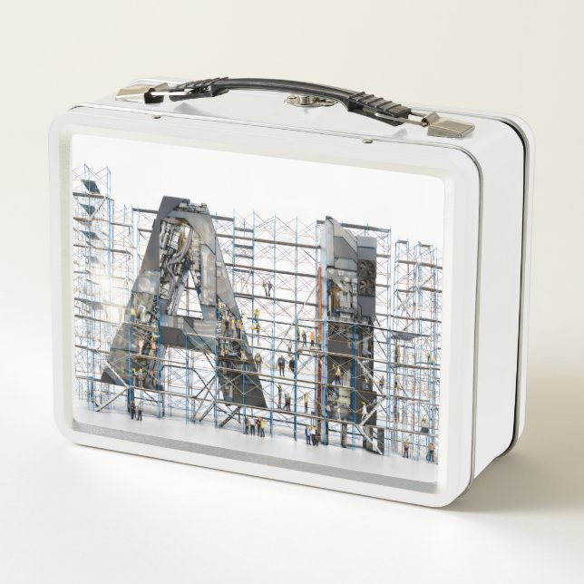 Industrial Letterform – AI Metal Lunch Box (Back)