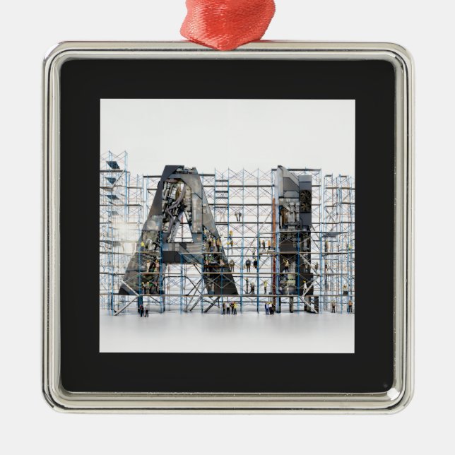 Industrial Letterform – AI Metal Ornament (Front)
