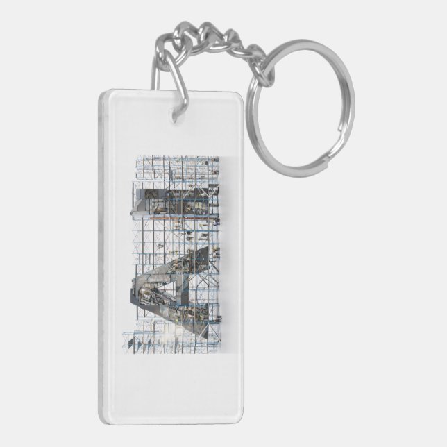 Industrial Letterform Architecture Art Keychain (Back Left)