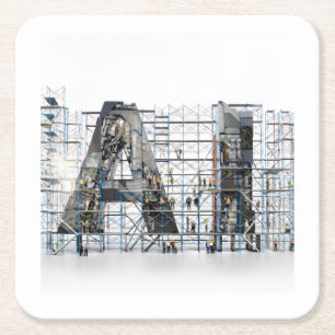 Industrial Letterform Architecture Art Square Paper Coaster
