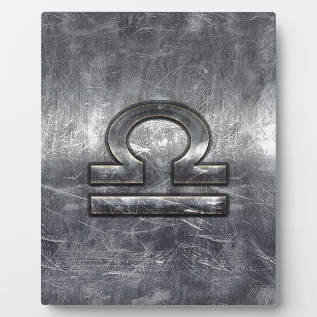 Industrial Libra Zodiac Sign in Silver Steel Plaque (Front)