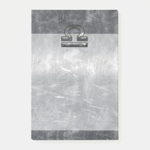 Industrial Libra Zodiac Sign in Silver Steel Post-it Notes