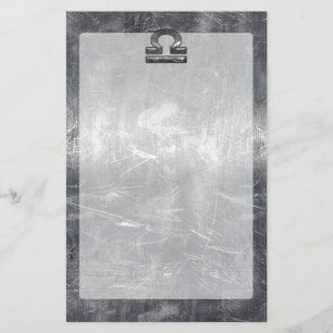 Industrial Libra Zodiac Sign in Silver Steel Stationery