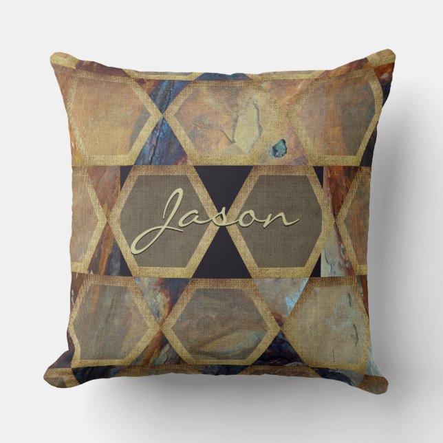 Industrial loft style brown bee aesthetic custom throw pillow (Front)