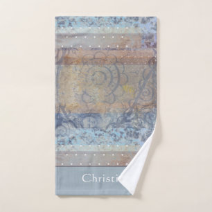 Industrial loft style brown blue aesthetic custom hand towel