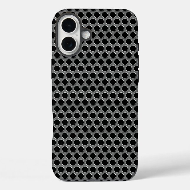 Industrial Metallic Silver Grille Polka Dots Case-Mate iPhone Case (Back)