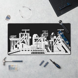 Industrial Metallurgical Combine Silhouette Desk Mat