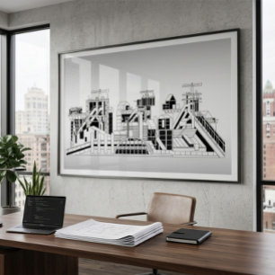 Industrial Metallurgical Combine Silhouette Poster