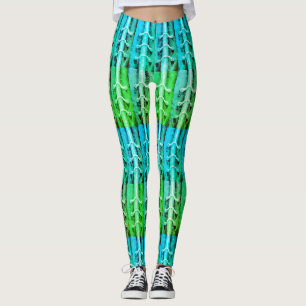 Industrial Minimalism Colours Abstract Green Leaf Leggings