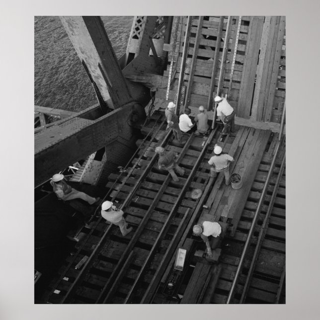 Industrial Photo - Railroad Bridge Workers Poster (Front)