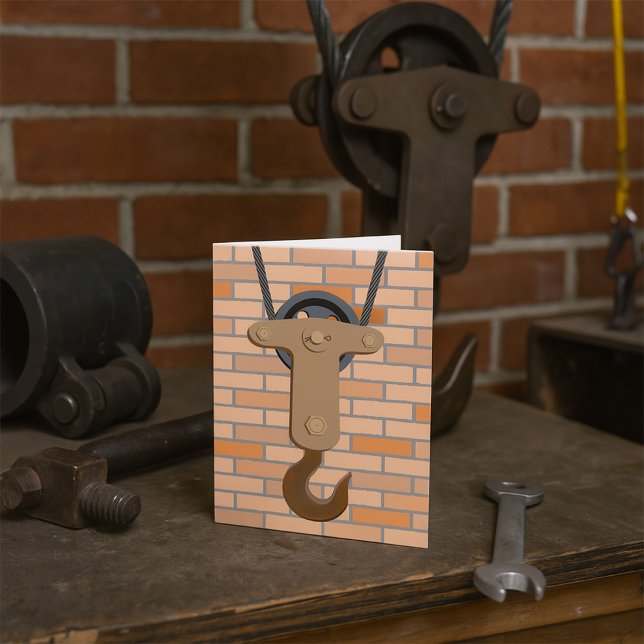 Industrial Pulley Hook Vintage Mechanical Design  Card (Creator Uploaded)