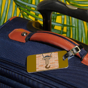 Industrial Pulley Hook Vintage Mechanical Design  Luggage Tag