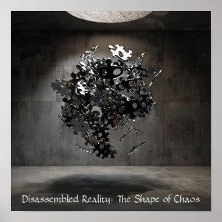 Industrial Puzzle Sphere: Abstract Floating Sculpt Poster