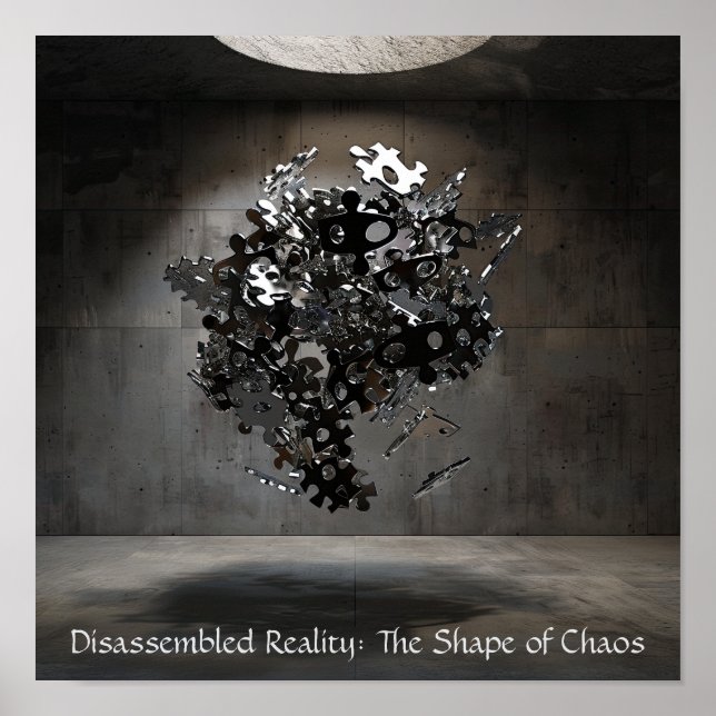 Industrial Puzzle Sphere: Abstract Floating Sculpt Poster (Front)