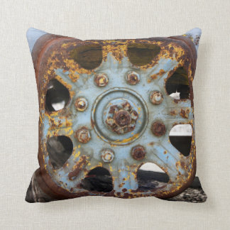 Industrial Rust: Spokes, Photography Throw Pillow