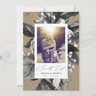 Industrial Rustic Chic Floral Wedding Photo Kraft Save The Date