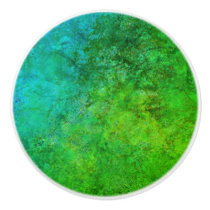 Industrial Rustic Rust Inspired Art Green Blue Ceramic Knob