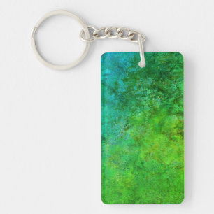 Industrial  Rustic Rust Inspired Art Green Blue  Keychain