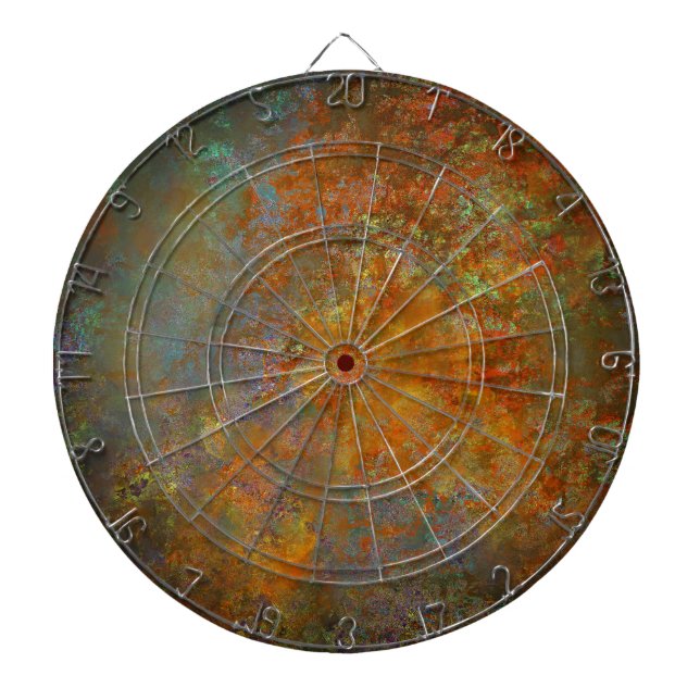 Industrial Rustic Rusty Copper Inspired Art Dartboard (Front)