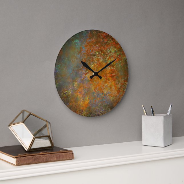 Industrial Rustic Rusty Copper Inspired Art Large Clock (Office)