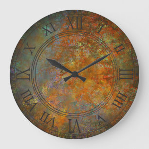 Industrial Rustic Rusty Copper Inspired Art Large Clock