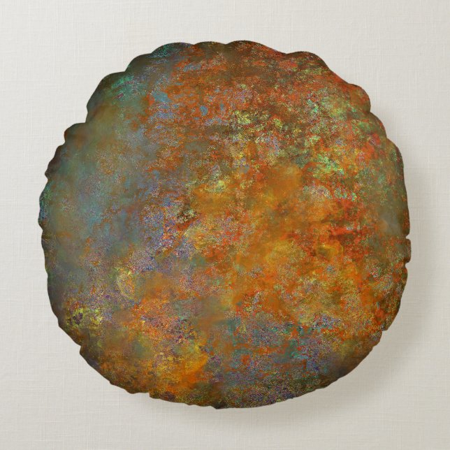 Industrial Rustic Rusty Copper Inspired Art Round Pillow (Front)