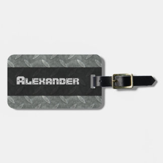 Industrial Rusty Metallic Diamond Plated Masculine Luggage Tag