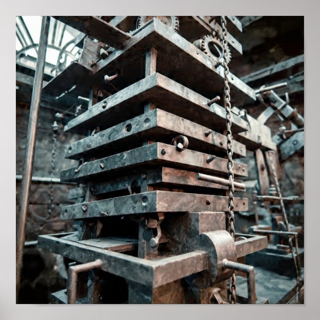 Industrial Sculpture: Layered Perspective of Clock Poster (Front)