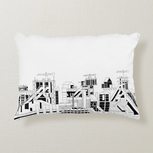 Industrial Skyline Accent Pillow (Front)