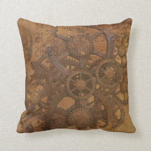 Industrial steampunk theme throw pillow