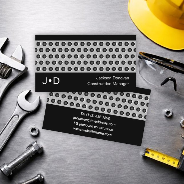 Industrial Steel Metal Grid Plate Construction Business Card (Creator Uploaded)