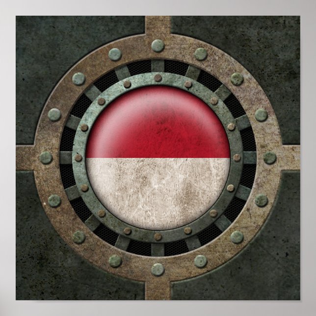 Industrial Steel Monacan Flag Disc Graphic Poster (Front)